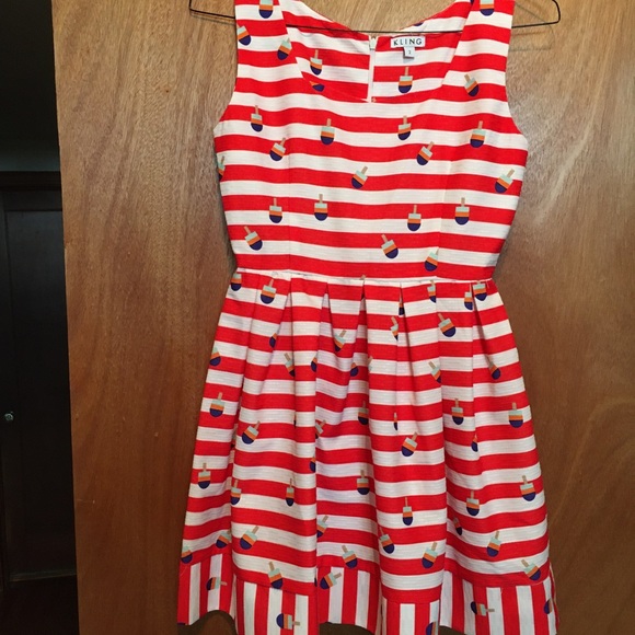 Kling Red & White Stripe summer dress with colorful popsicle print retro pinup - Picture 10 of 16
